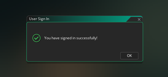 GameMaker's top-right corner after signing in, showing the account is now signed in.